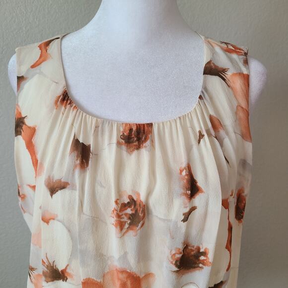 St John Silk Floral Top Blouse Size 6 Ruffle Peplum Lined Sleeveless Luxury - Picture 7 of 11